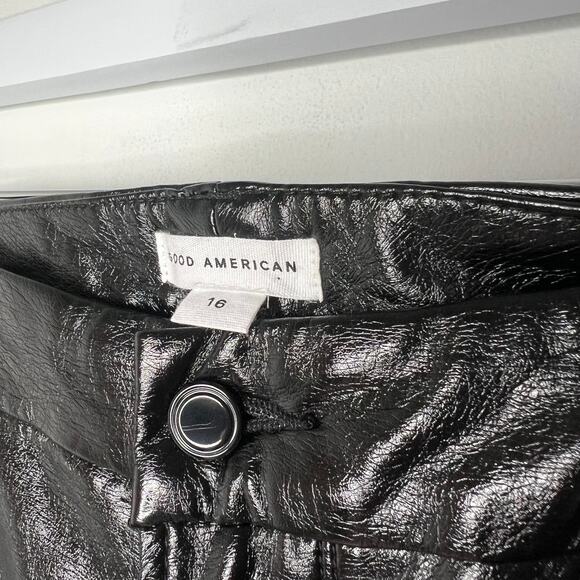 Good American Black Faux Textured Leather Pants Curve Plus Size 16 - Picture 3 of 6